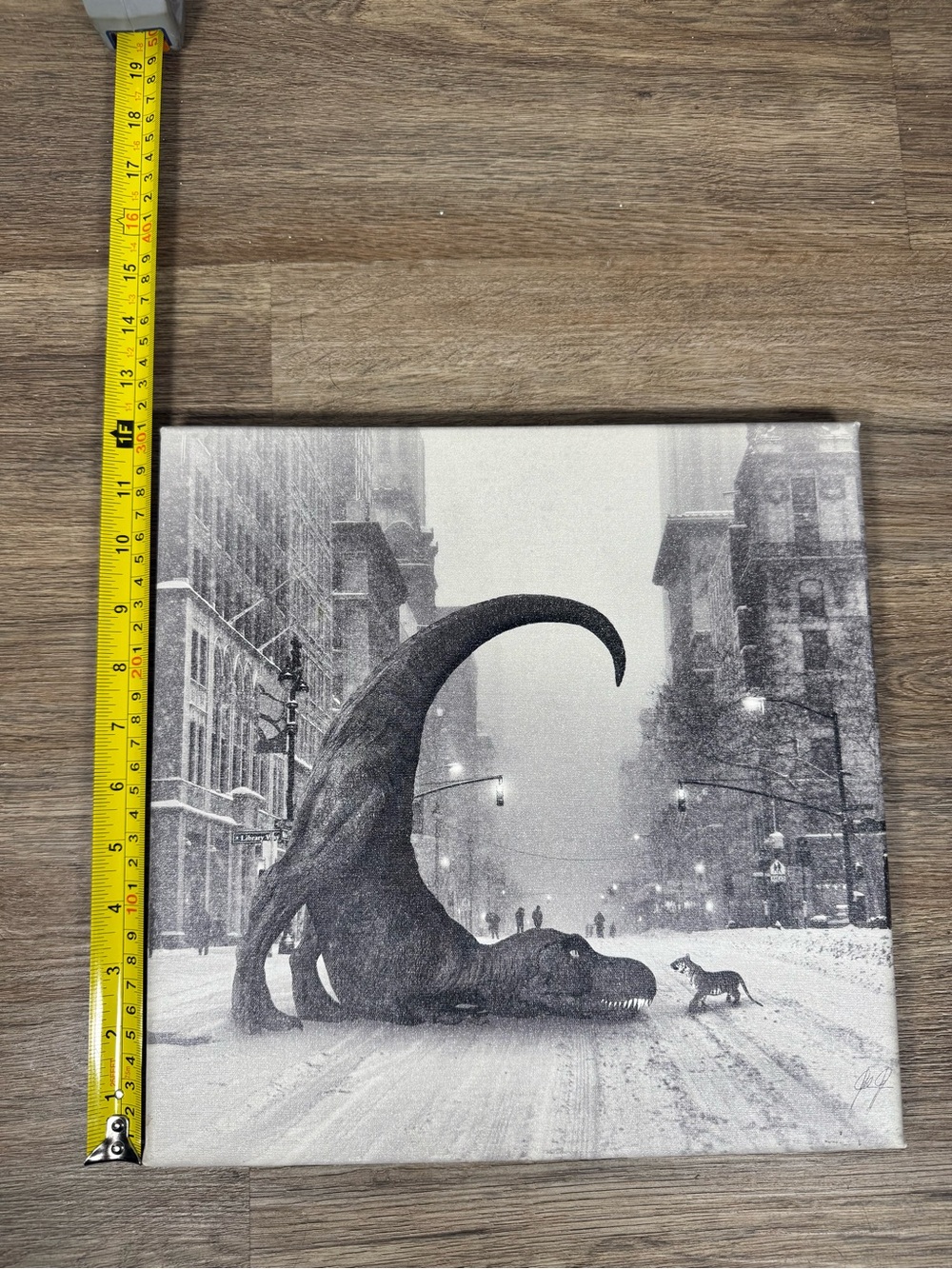 Black & White Dinosaur City Canvas Art - Picture 6 of 7